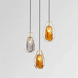Dolores Minimalistische Hängelampe Bernsteingrauer Glasschirm Moderne Wohnräume